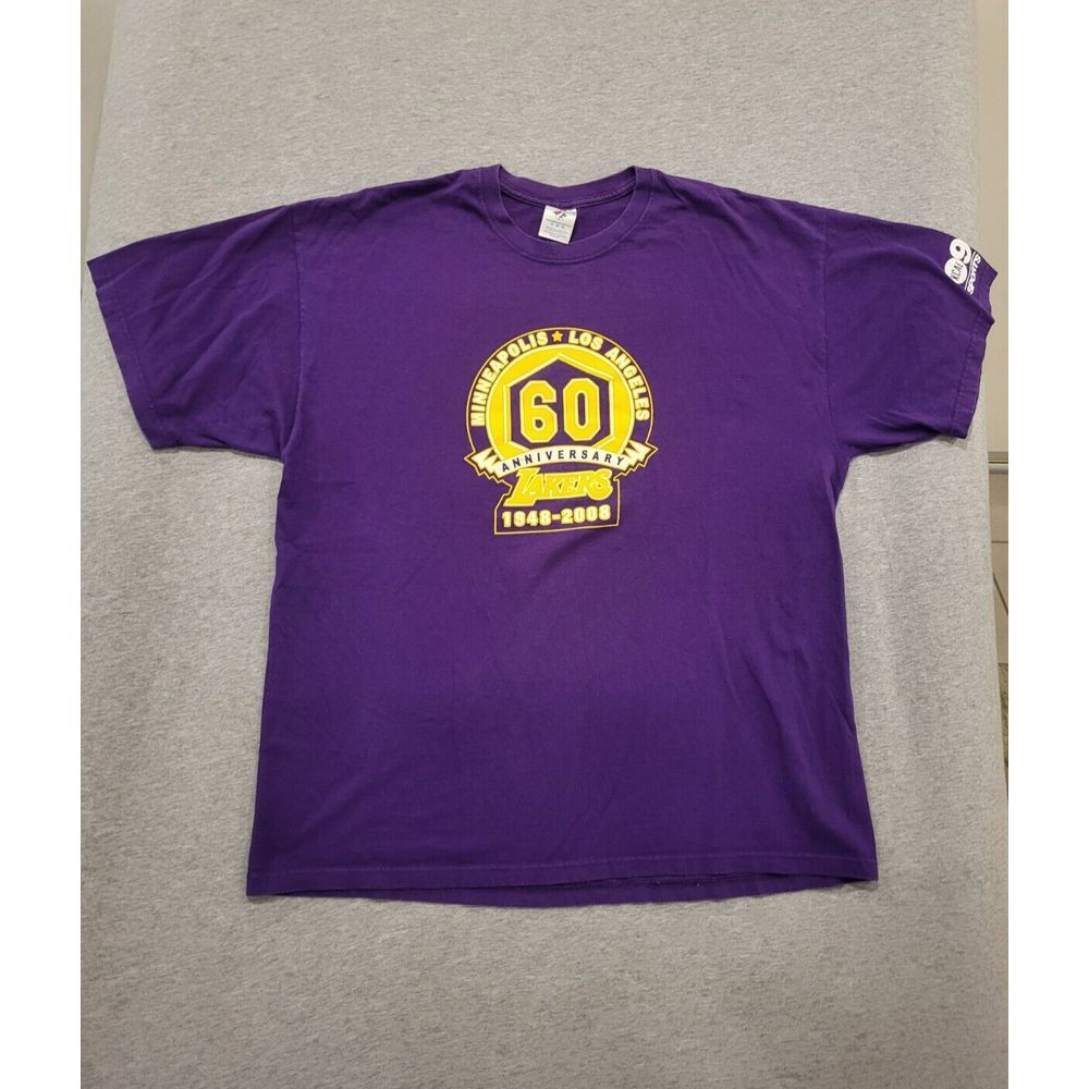 Los Angeles Lakers 60 Anniversary Mens T Shirt XL - Purple - KCAL rare, Jerzees